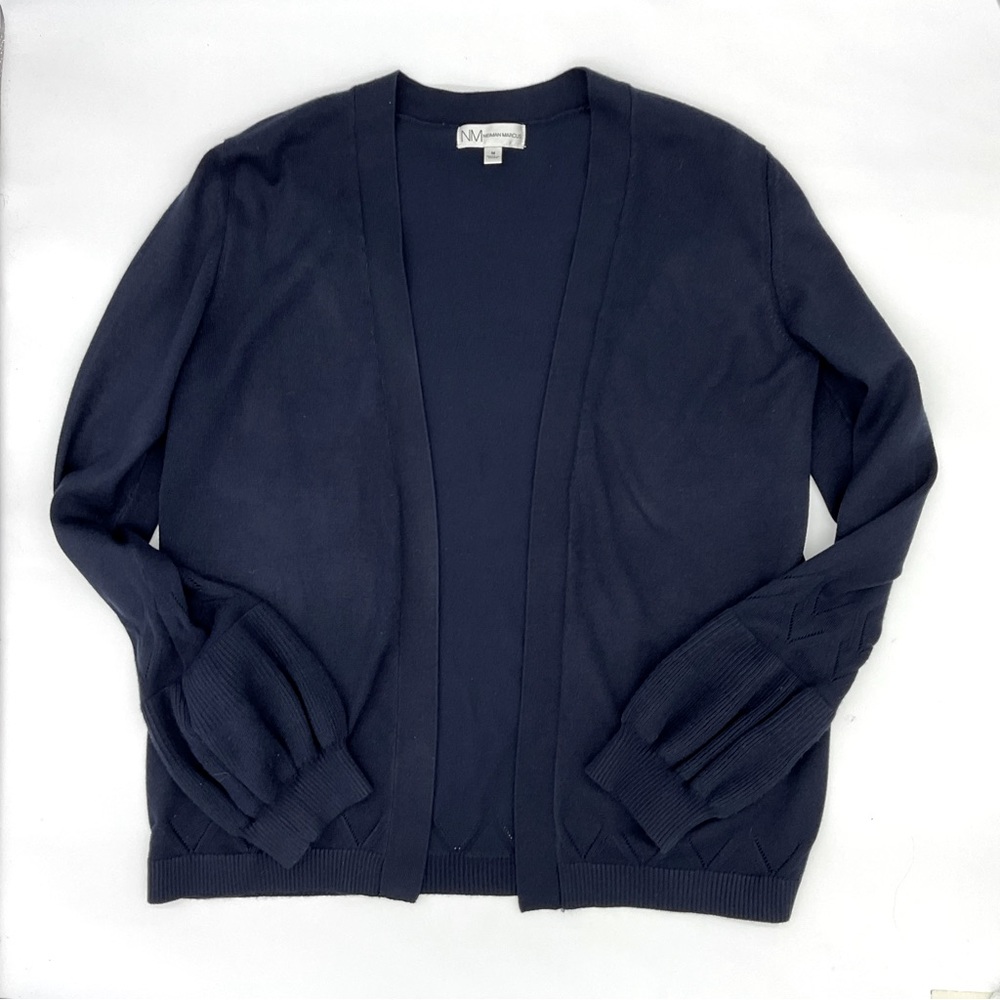 Neiman Marcus Navy Open Front Cardigan, Medium